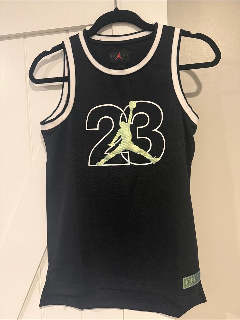 Jordan Black Tank Top with Green 23 Holographic Jumpman